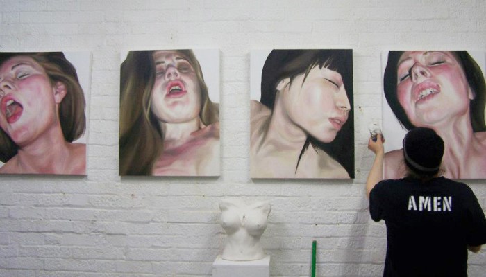 Emma Harvey's four paintings in the Cultivation show