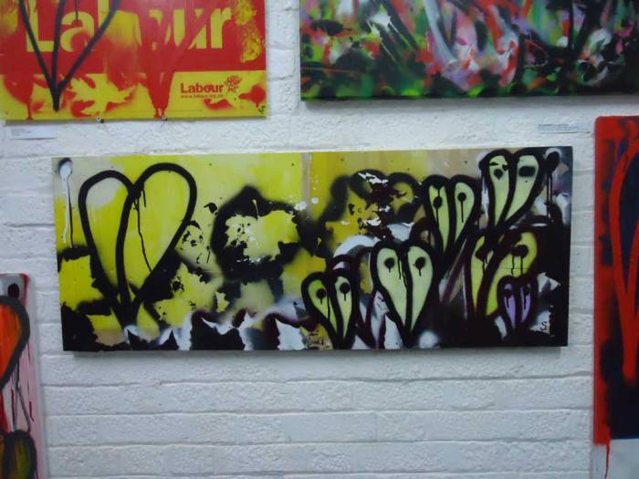 A piece painted outside the gallery on Friday, and sold on Saturday morning